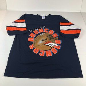 VTG Logo 7 Denver Broncos Shirt Adult Extra Large Blue Big Logo Football Tee